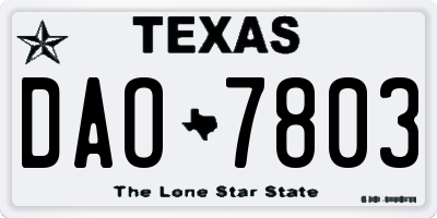 TX license plate DAO7803