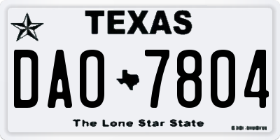 TX license plate DAO7804