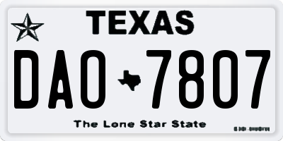 TX license plate DAO7807