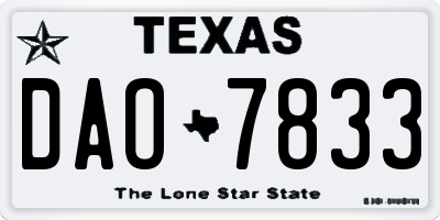 TX license plate DAO7833