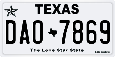 TX license plate DAO7869