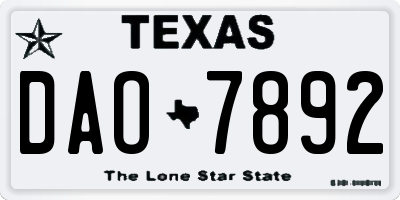 TX license plate DAO7892