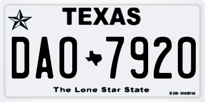 TX license plate DAO7920