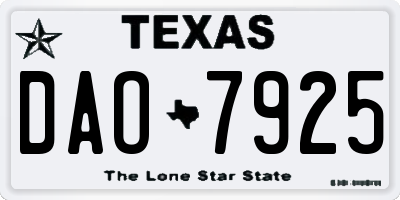 TX license plate DAO7925