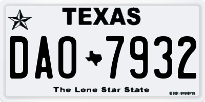 TX license plate DAO7932
