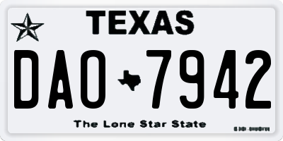 TX license plate DAO7942