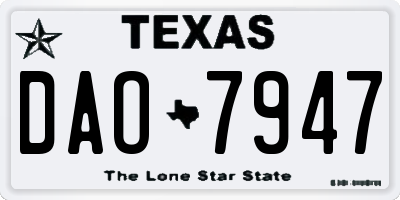 TX license plate DAO7947