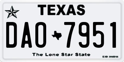 TX license plate DAO7951