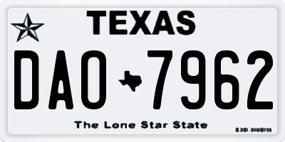 TX license plate DAO7962