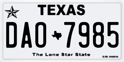 TX license plate DAO7985
