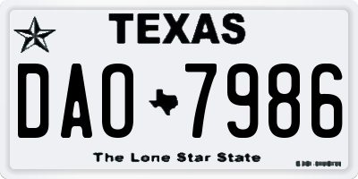 TX license plate DAO7986