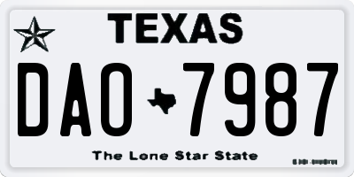 TX license plate DAO7987