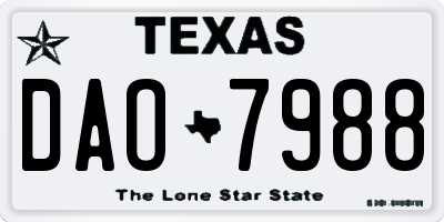 TX license plate DAO7988