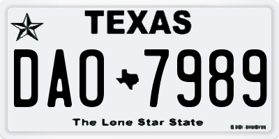 TX license plate DAO7989