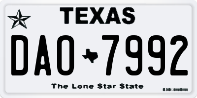 TX license plate DAO7992