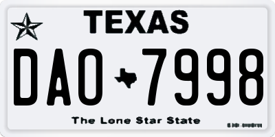 TX license plate DAO7998