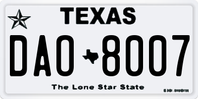TX license plate DAO8007