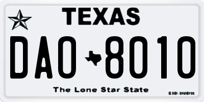 TX license plate DAO8010