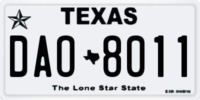 TX license plate DAO8011