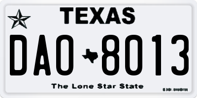 TX license plate DAO8013