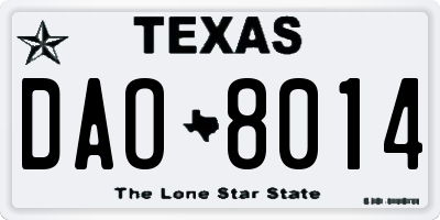 TX license plate DAO8014