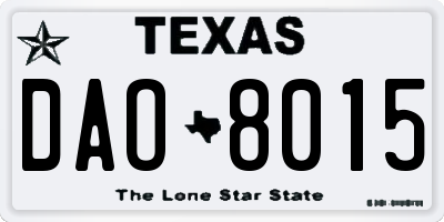 TX license plate DAO8015