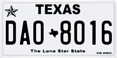 TX license plate DAO8016
