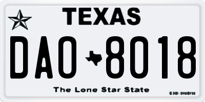 TX license plate DAO8018