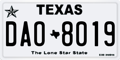 TX license plate DAO8019