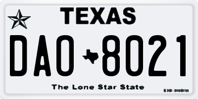TX license plate DAO8021