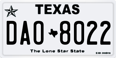 TX license plate DAO8022
