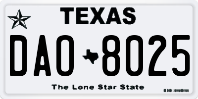 TX license plate DAO8025