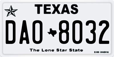 TX license plate DAO8032