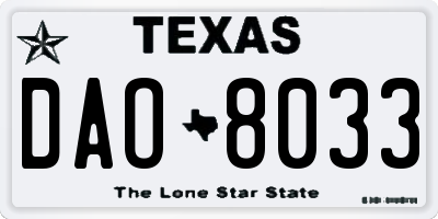 TX license plate DAO8033