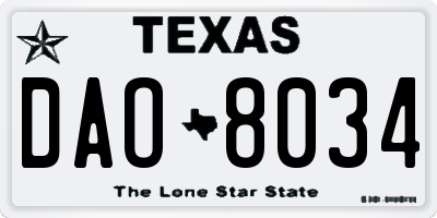 TX license plate DAO8034