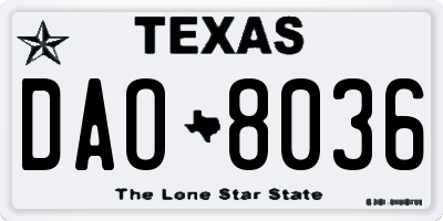 TX license plate DAO8036