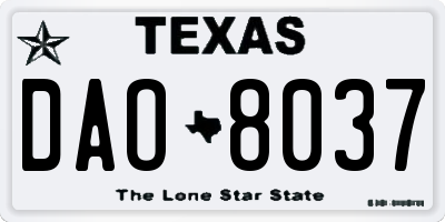 TX license plate DAO8037