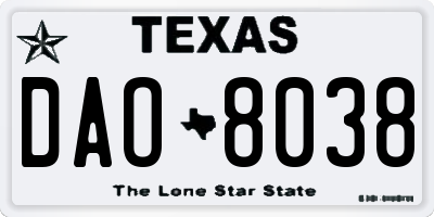 TX license plate DAO8038
