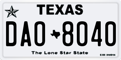 TX license plate DAO8040