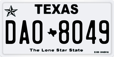 TX license plate DAO8049