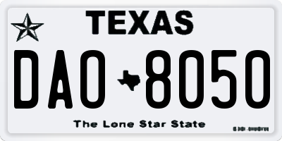 TX license plate DAO8050
