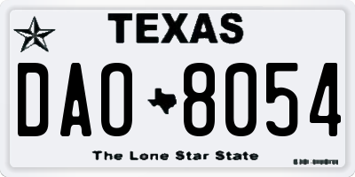TX license plate DAO8054