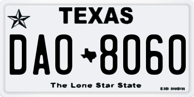 TX license plate DAO8060