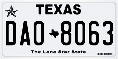 TX license plate DAO8063