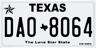 TX license plate DAO8064