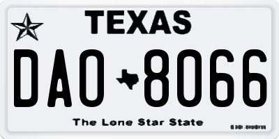 TX license plate DAO8066