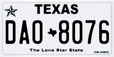 TX license plate DAO8076