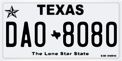 TX license plate DAO8080