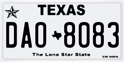 TX license plate DAO8083