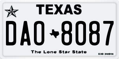 TX license plate DAO8087